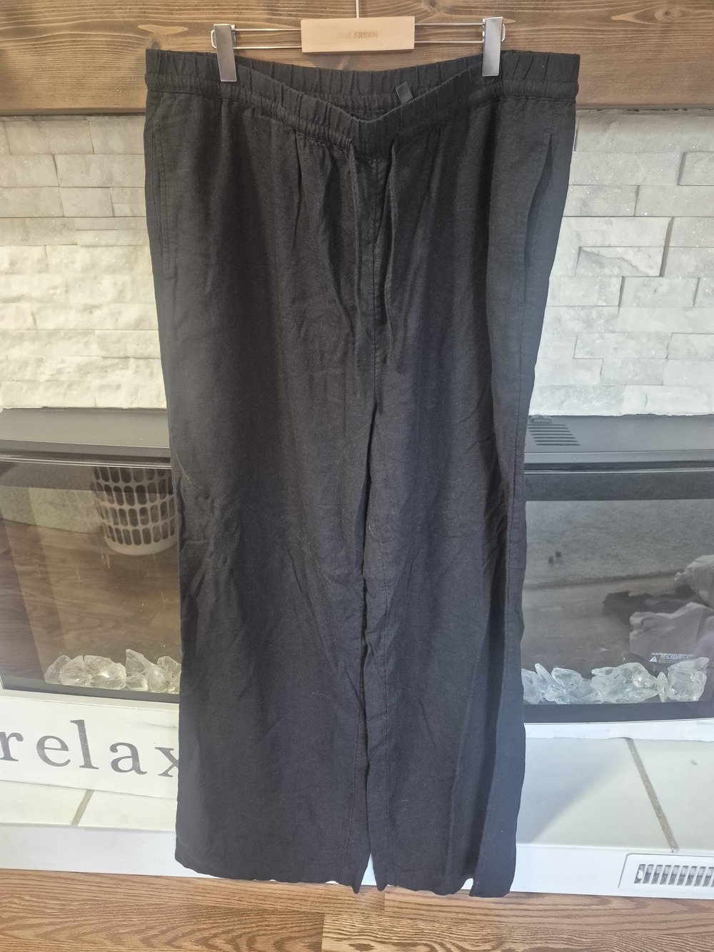 Reitmans Black Women's Relaxed Linen-Blend Wide Leg Pant